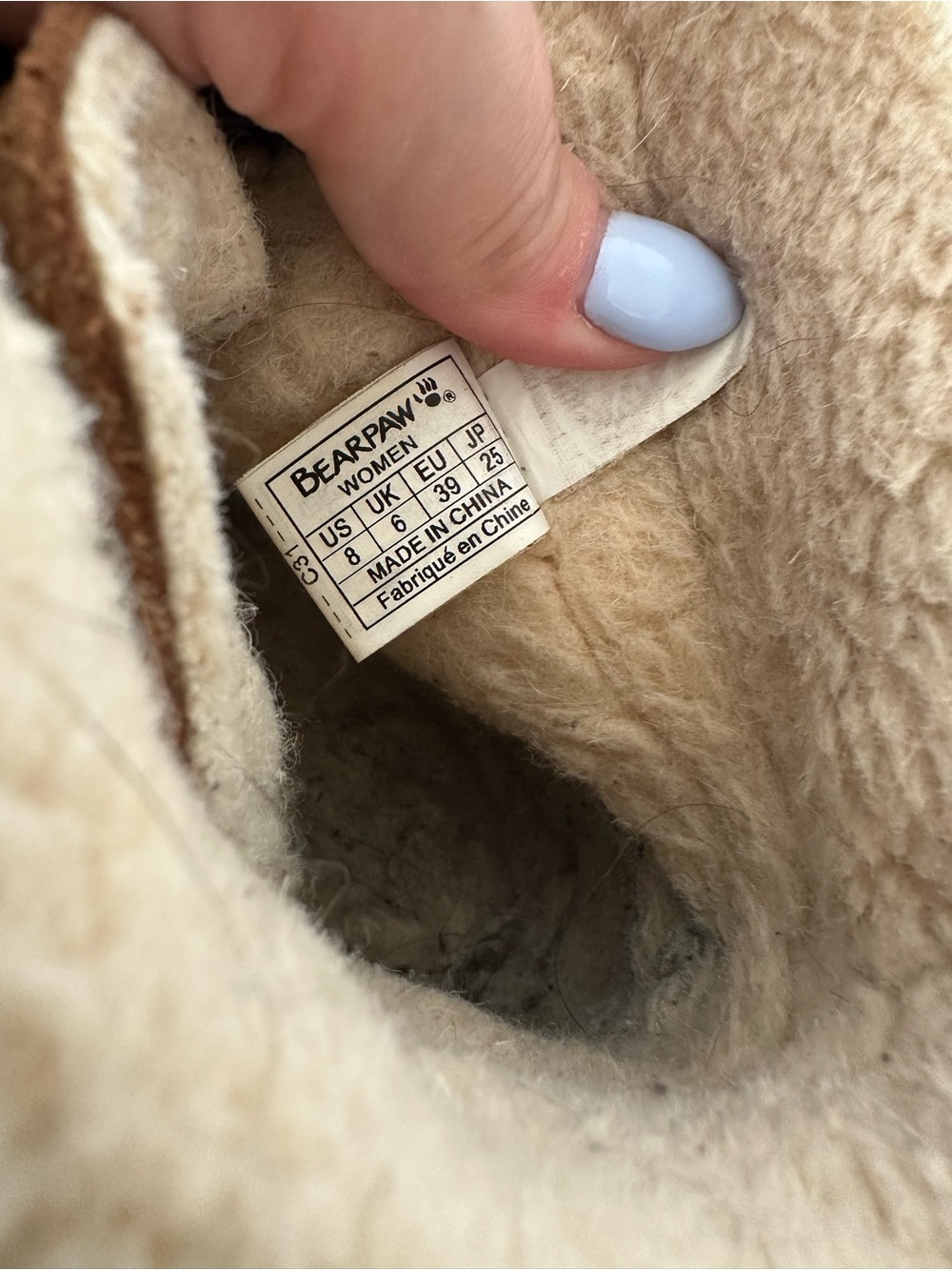 BearPaw Cream Shearling-Lined Lace Up Ankle Boots - Picture 7 of 10
